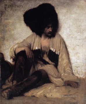 フランク・デュベネック Painting - 白人の兵士の肖像画 フランク・デュベネック
